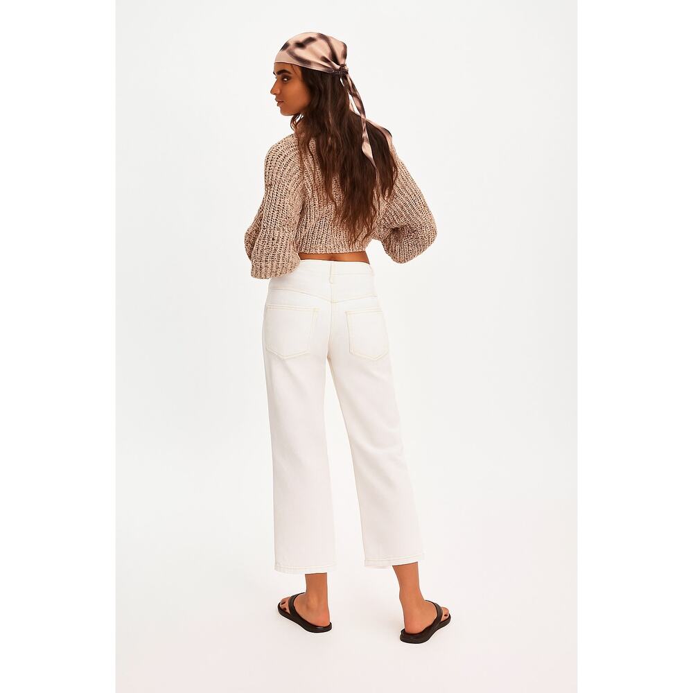 Free People- EDWIN Bound Marli Ankle Jeans White Sz 30 High Rise Button Fly NWT - Picture 4 of 7